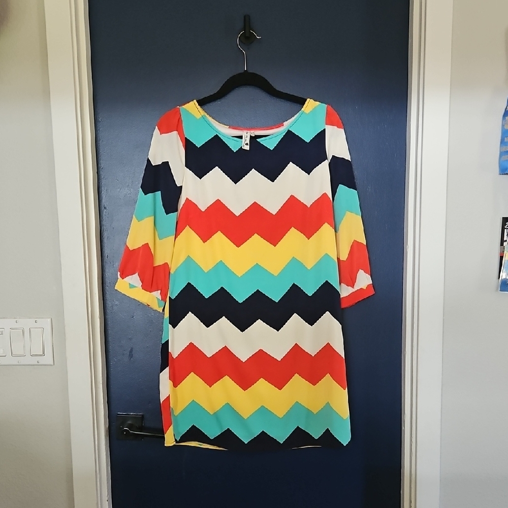 Pink Owl Multicolor Chevron Dress